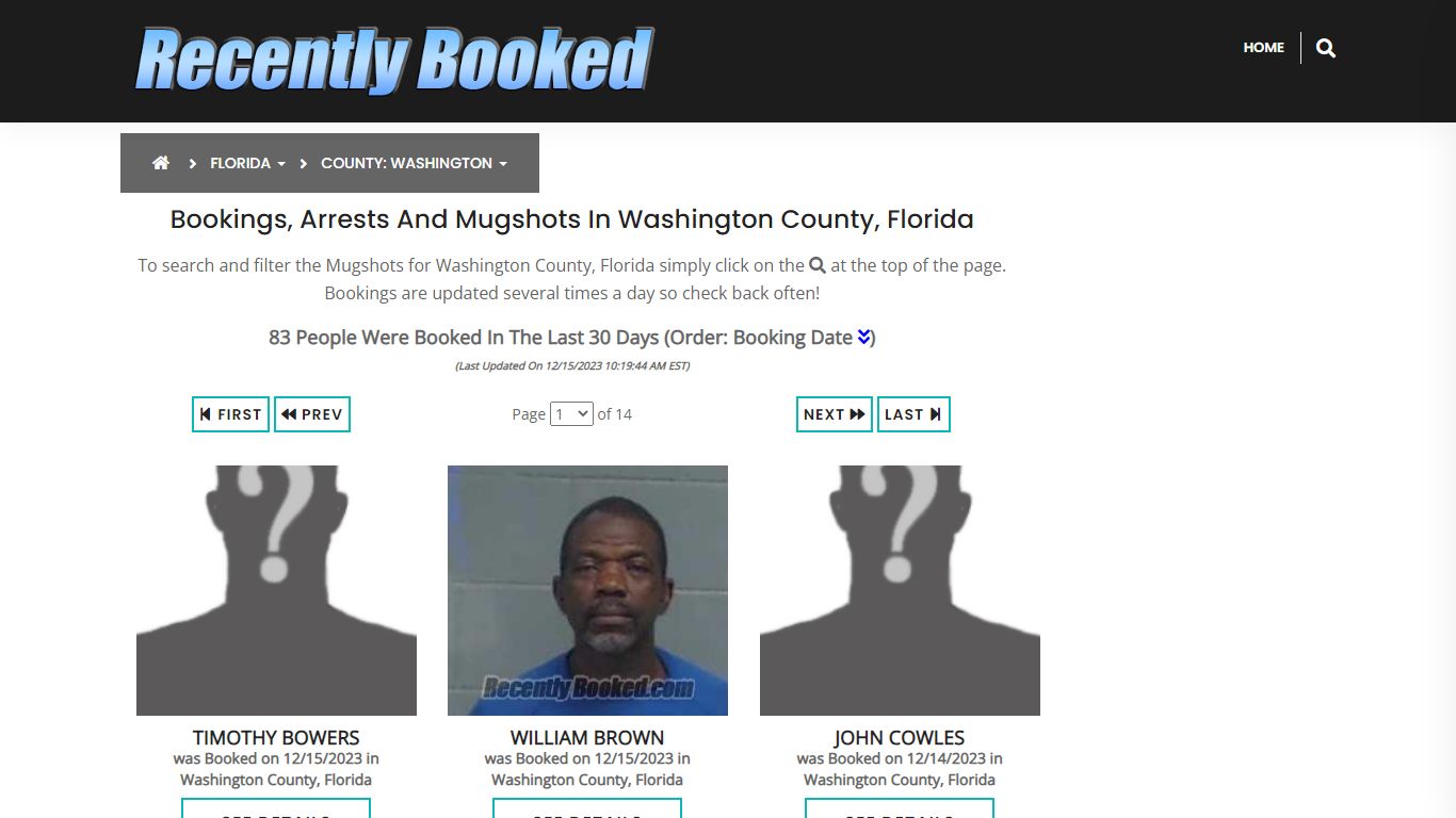 Bookings, Arrests and Mugshots in Washington County, Florida