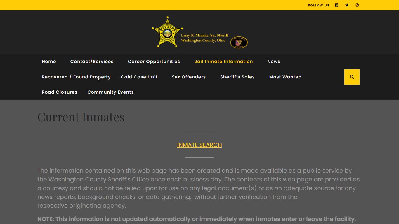 Current Inmates - washingtoncountysheriff.org